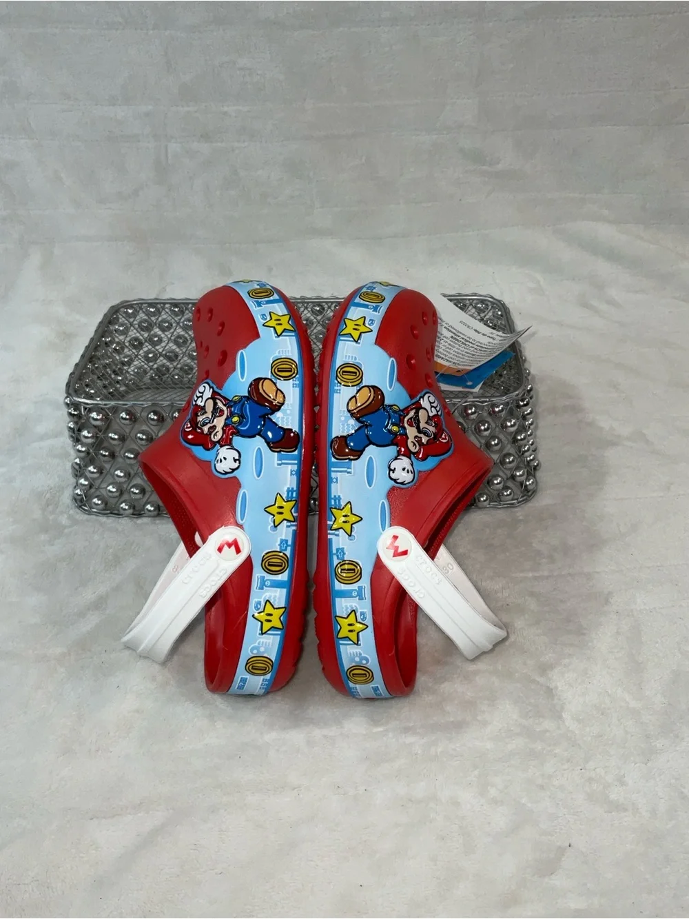 CROCS Kids Red Mario Clog Sandals with White Strap size 12C style 207059-8C1